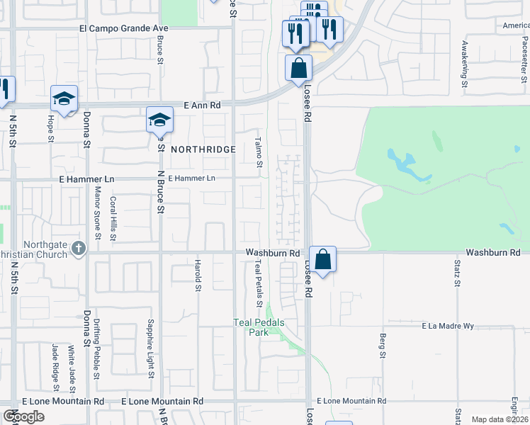map of restaurants, bars, coffee shops, grocery stores, and more near 2127 Brewer Avenue in North Las Vegas