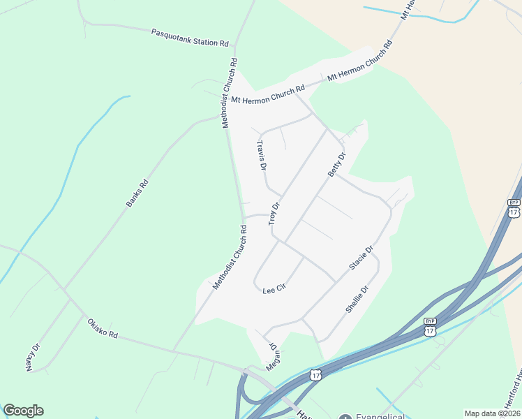 map of restaurants, bars, coffee shops, grocery stores, and more near 103 Norma Drive in Elizabeth City