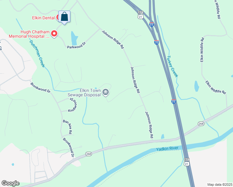 map of restaurants, bars, coffee shops, grocery stores, and more near 162 Marion Road in Elkin