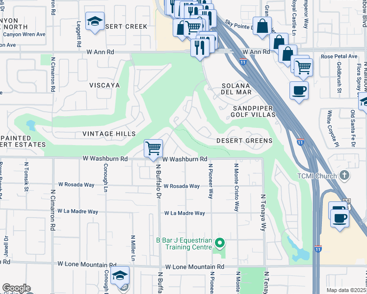 map of restaurants, bars, coffee shops, grocery stores, and more near 7500 Orange Haze Way in Las Vegas