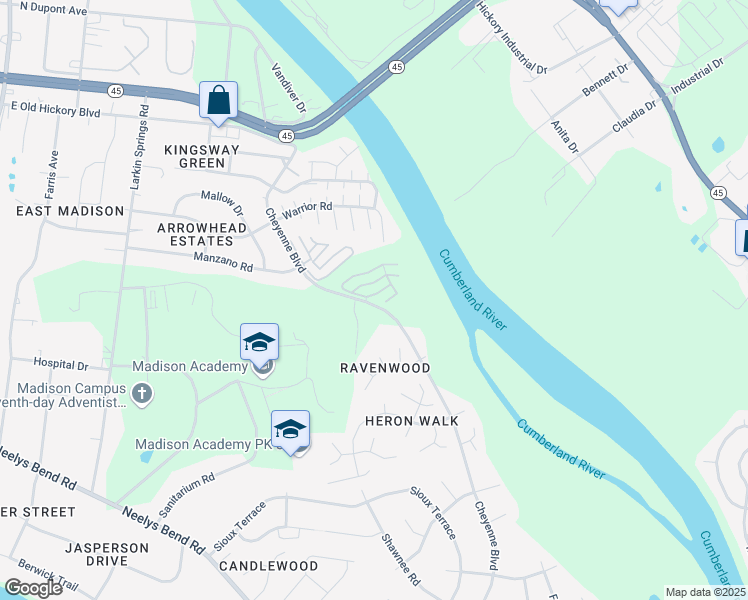 map of restaurants, bars, coffee shops, grocery stores, and more near 800 Cheyenne Boulevard in Nashville