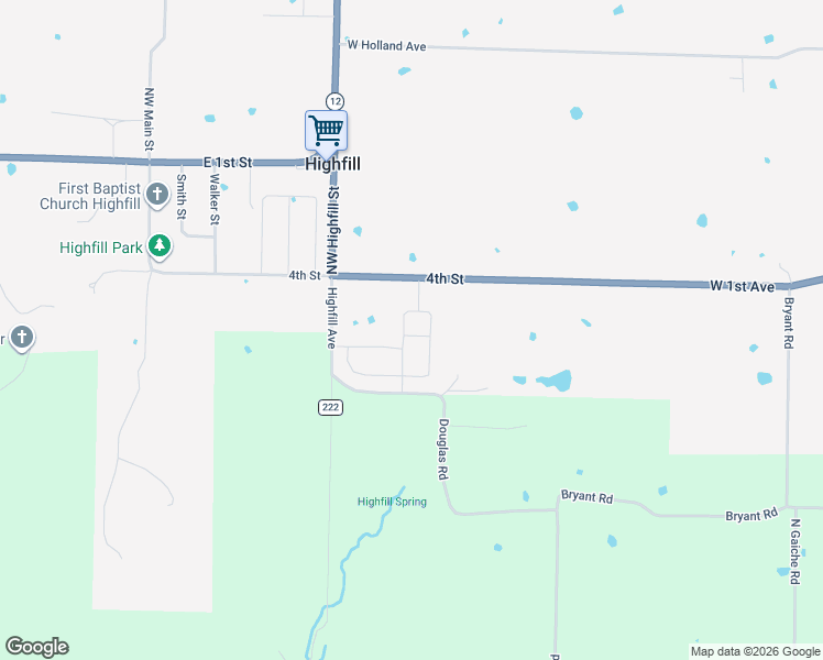 map of restaurants, bars, coffee shops, grocery stores, and more near 115 Southwest Vanessa Street in Gentry