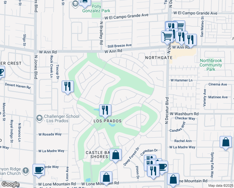 map of restaurants, bars, coffee shops, grocery stores, and more near 5320 Rim View Lane in Las Vegas