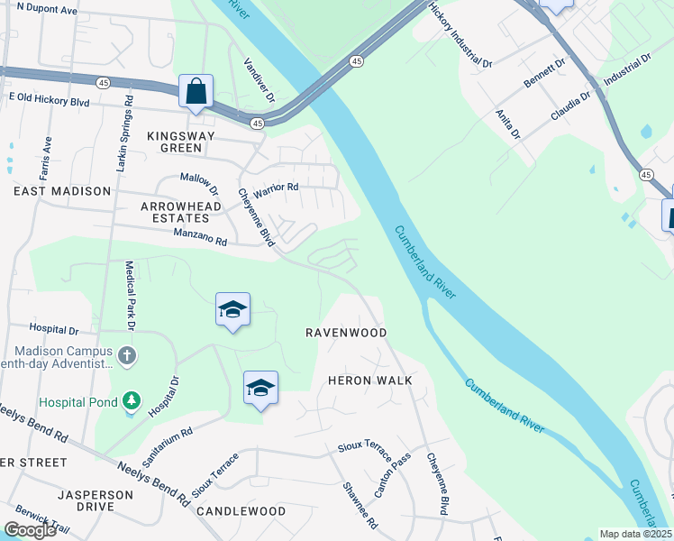 map of restaurants, bars, coffee shops, grocery stores, and more near 800 Cheyenne Boulevard in Nashville