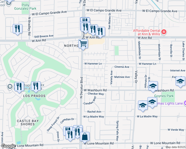map of restaurants, bars, coffee shops, grocery stores, and more near 5281 Dakotah Pointe Court in North Las Vegas