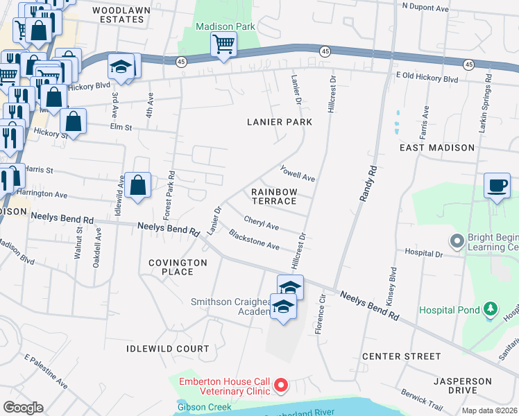 map of restaurants, bars, coffee shops, grocery stores, and more near 628 Carmel Avenue in Nashville