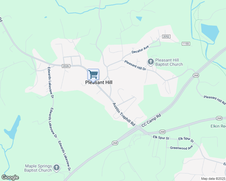 map of restaurants, bars, coffee shops, grocery stores, and more near 152 Little Arcadia Drive in Elkin