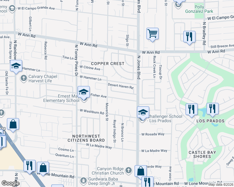 map of restaurants, bars, coffee shops, grocery stores, and more near 6149 Browning Way in Las Vegas