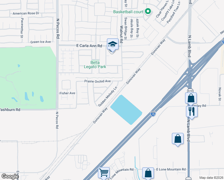 map of restaurants, bars, coffee shops, grocery stores, and more near 5325 Golden Melody Lane in North Las Vegas