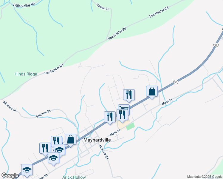 map of restaurants, bars, coffee shops, grocery stores, and more near 108 Link Ln in Maynardville