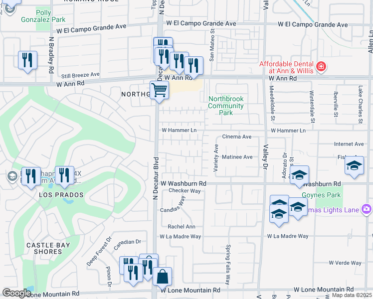 map of restaurants, bars, coffee shops, grocery stores, and more near 5285 Toro Creek Court in North Las Vegas