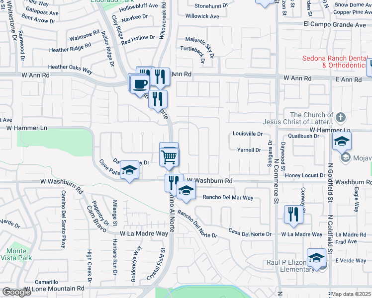 map of restaurants, bars, coffee shops, grocery stores, and more near 5309 Jeremy David St in North Las Vegas