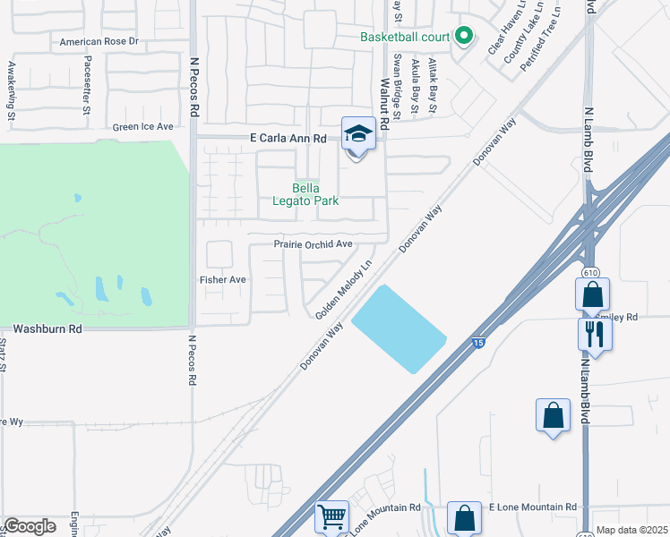 map of restaurants, bars, coffee shops, grocery stores, and more near 5321 Mountain Garland Lane in North Las Vegas