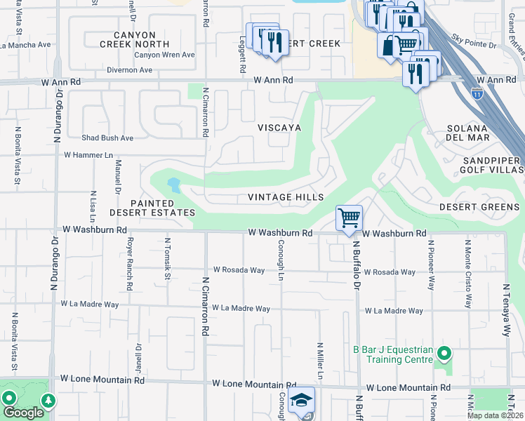 map of restaurants, bars, coffee shops, grocery stores, and more near 7813 Painted Sunset Drive in Las Vegas