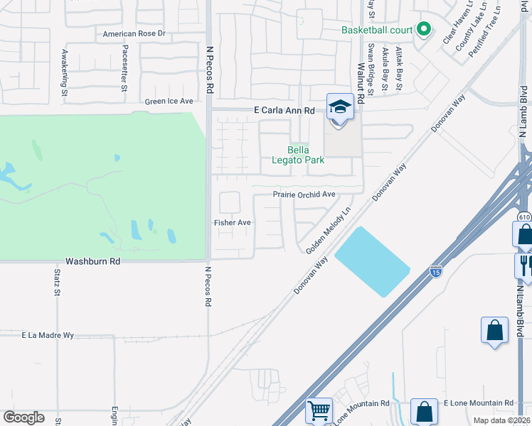 map of restaurants, bars, coffee shops, grocery stores, and more near 3626 Verbena Rose Court in North Las Vegas