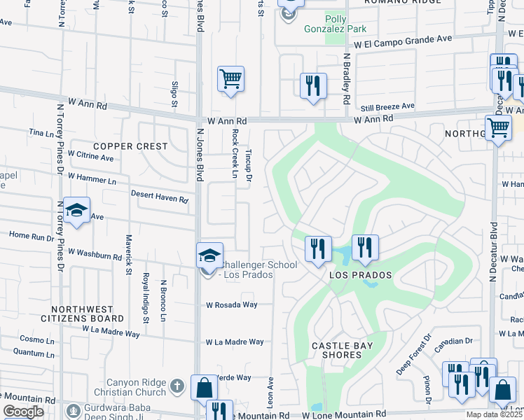 map of restaurants, bars, coffee shops, grocery stores, and more near 5700 Palma del Sol Way in Las Vegas