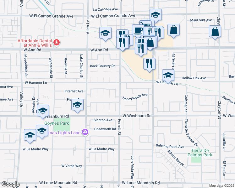 map of restaurants, bars, coffee shops, grocery stores, and more near 5314 Big Range Street in North Las Vegas