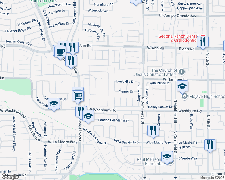 map of restaurants, bars, coffee shops, grocery stores, and more near 5314 Jose Ernesto Street in North Las Vegas