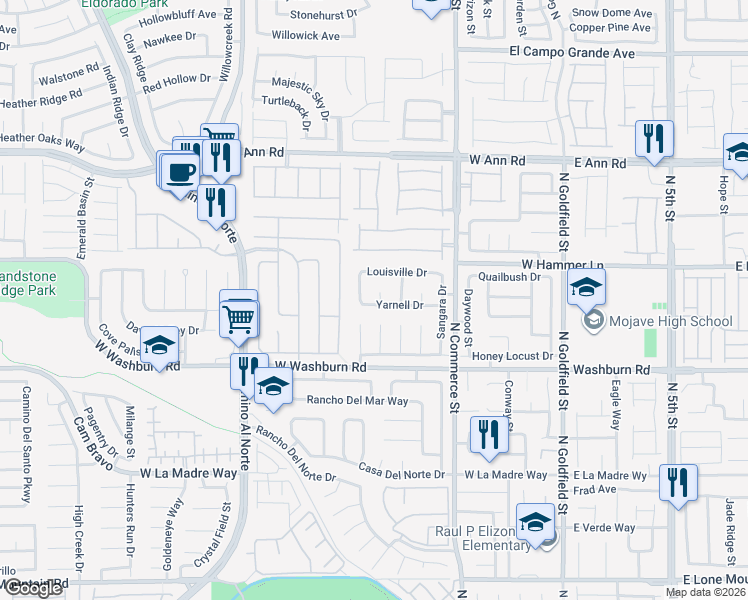 map of restaurants, bars, coffee shops, grocery stores, and more near 5315 Sable Court in North Las Vegas