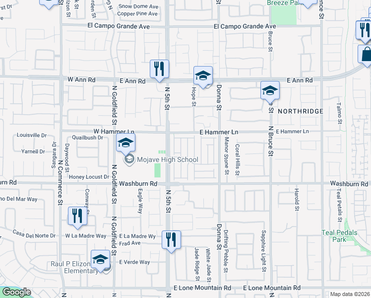 map of restaurants, bars, coffee shops, grocery stores, and more near 5329 North Chino Heights Street in North Las Vegas