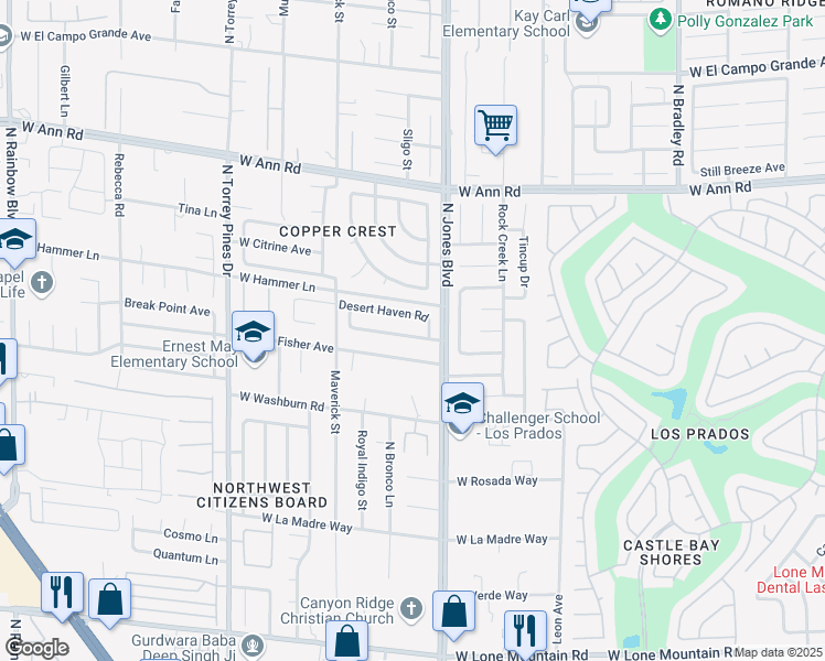 map of restaurants, bars, coffee shops, grocery stores, and more near 6120 Browning Way in Las Vegas