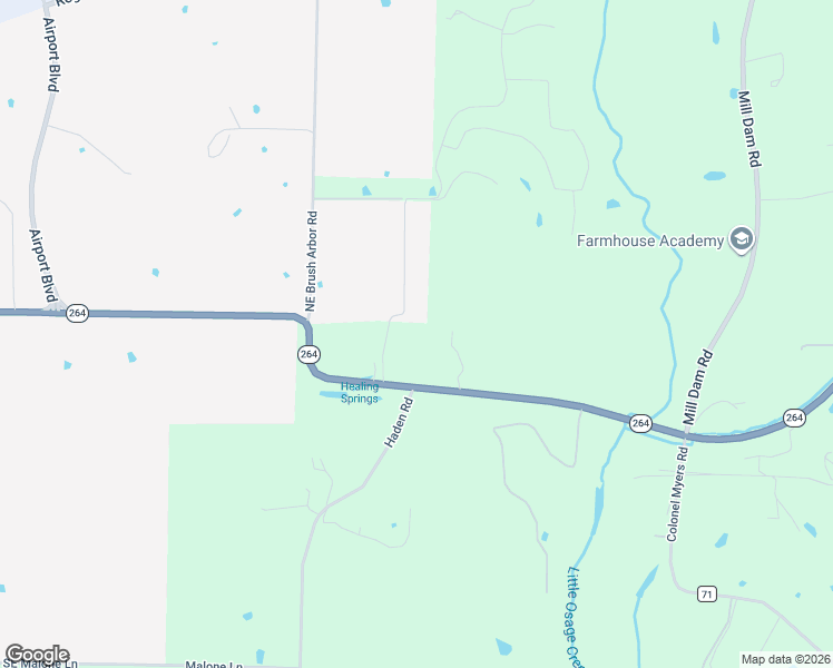 map of restaurants, bars, coffee shops, grocery stores, and more near 11238 Arkansas 264 in Bentonville