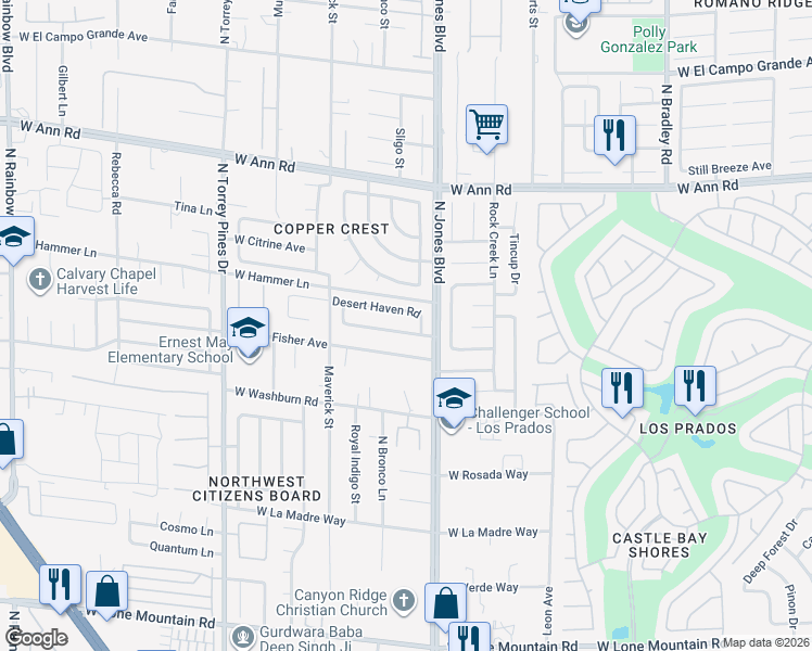 map of restaurants, bars, coffee shops, grocery stores, and more near 6120 Browning Way in Las Vegas