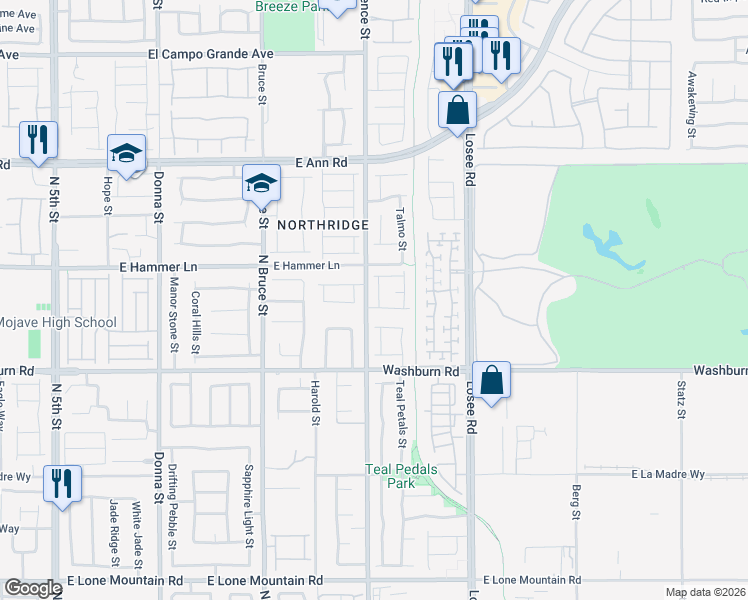 map of restaurants, bars, coffee shops, grocery stores, and more near 5315 Wally Street in North Las Vegas