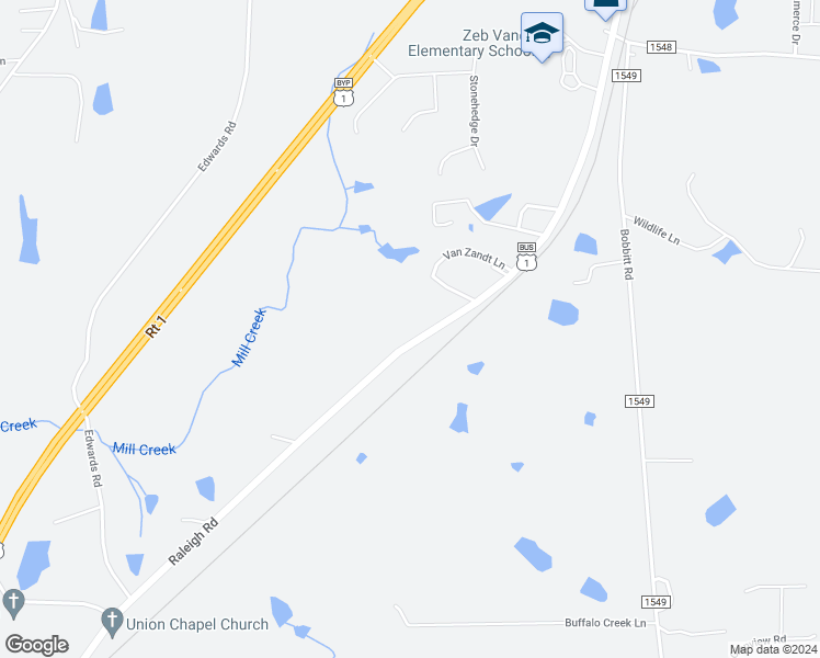 map of restaurants, bars, coffee shops, grocery stores, and more near 5142 Raleigh Road in Kittrell