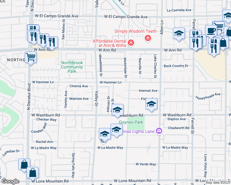 map of restaurants, bars, coffee shops, grocery stores, and more near 5318 Styers Street in North Las Vegas