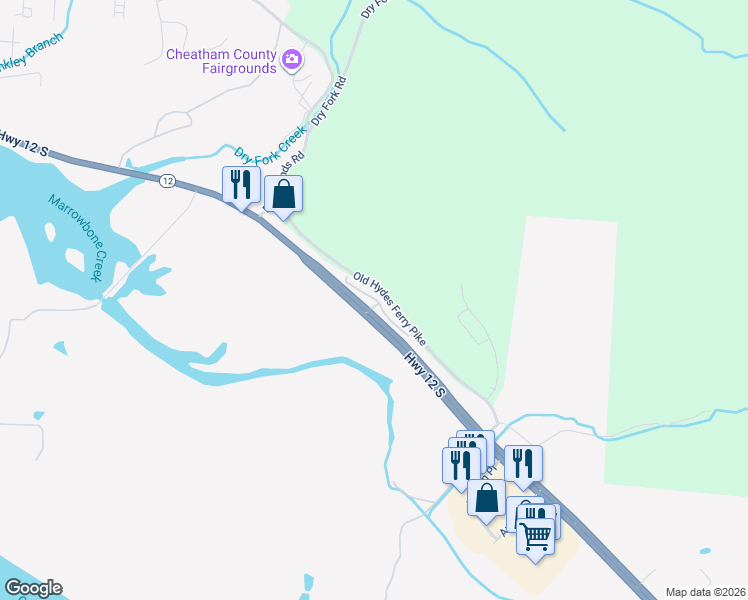 map of restaurants, bars, coffee shops, grocery stores, and more near 1363 Tennessee 12 in Ashland City