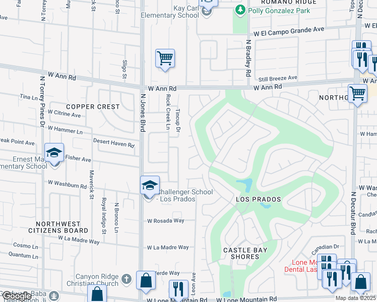 map of restaurants, bars, coffee shops, grocery stores, and more near 5709 Spicewood Circle in Las Vegas