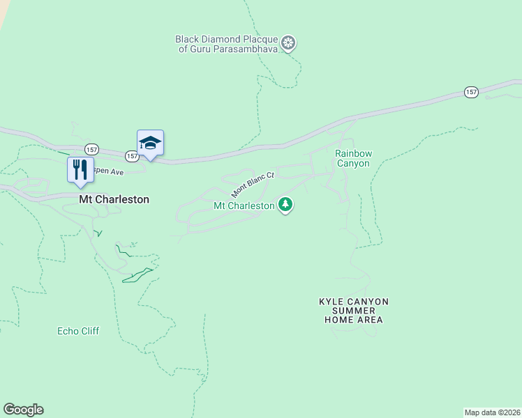 map of restaurants, bars, coffee shops, grocery stores, and more near 401 Alpine Way in Mount Charleston