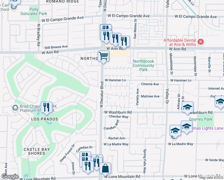 map of restaurants, bars, coffee shops, grocery stores, and more near 5316 Clover Blossom Court in North Las Vegas