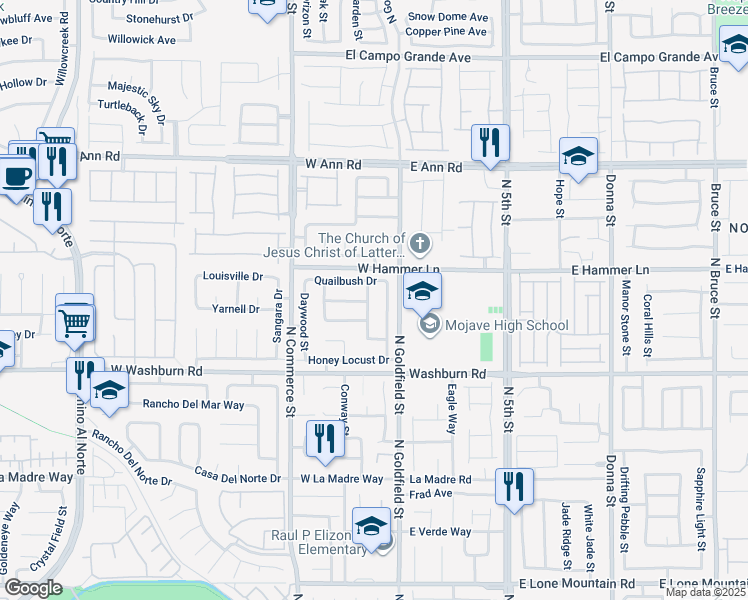 map of restaurants, bars, coffee shops, grocery stores, and more near 5320 Acacia Grove Street in North Las Vegas