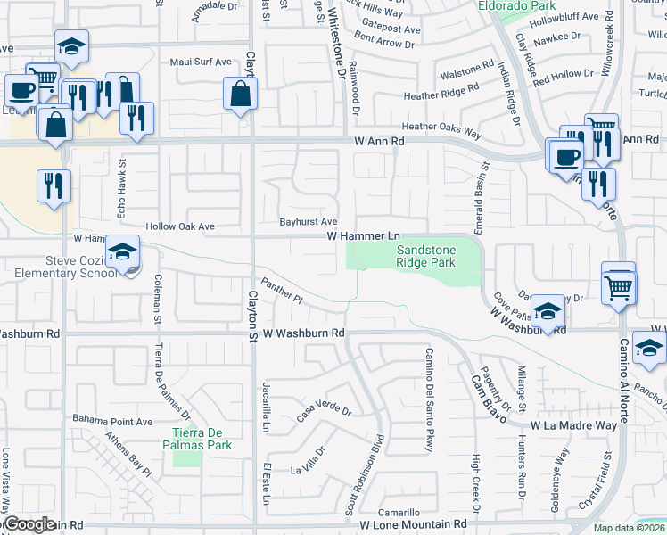 map of restaurants, bars, coffee shops, grocery stores, and more near 1814 Leonor Court in North Las Vegas