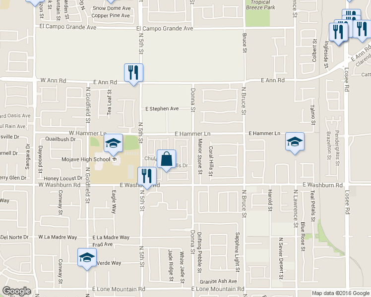 map of restaurants, bars, coffee shops, grocery stores, and more near 5333 North Las Cruces Heights Street in North Las Vegas