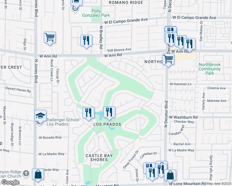map of restaurants, bars, coffee shops, grocery stores, and more near 5333 Rim View Lane in Las Vegas