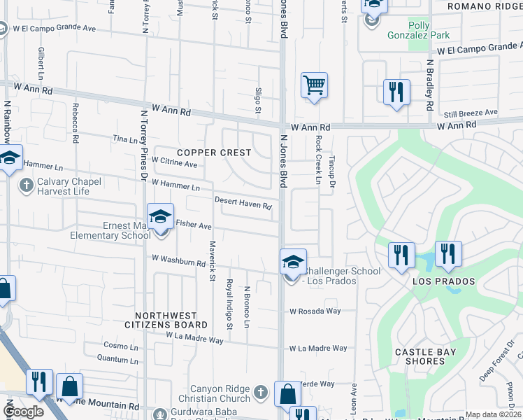 map of restaurants, bars, coffee shops, grocery stores, and more near 6124 Browning Way in Las Vegas