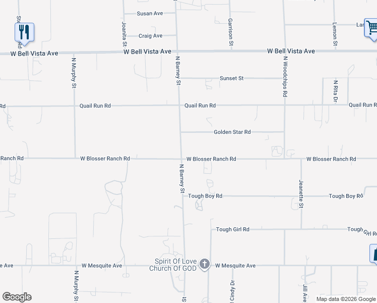map of restaurants, bars, coffee shops, grocery stores, and more near 2970 West Blosser Ranch Road in Pahrump