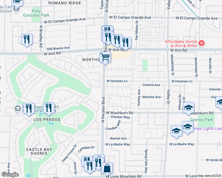 map of restaurants, bars, coffee shops, grocery stores, and more near 5325 Clover Blossom Court in North Las Vegas