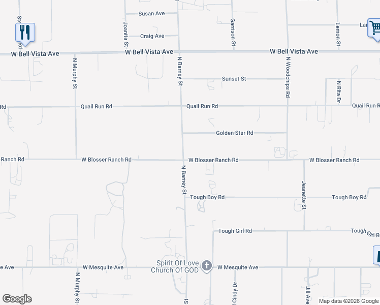 map of restaurants, bars, coffee shops, grocery stores, and more near 2970 West Blosser Ranch Road in Pahrump