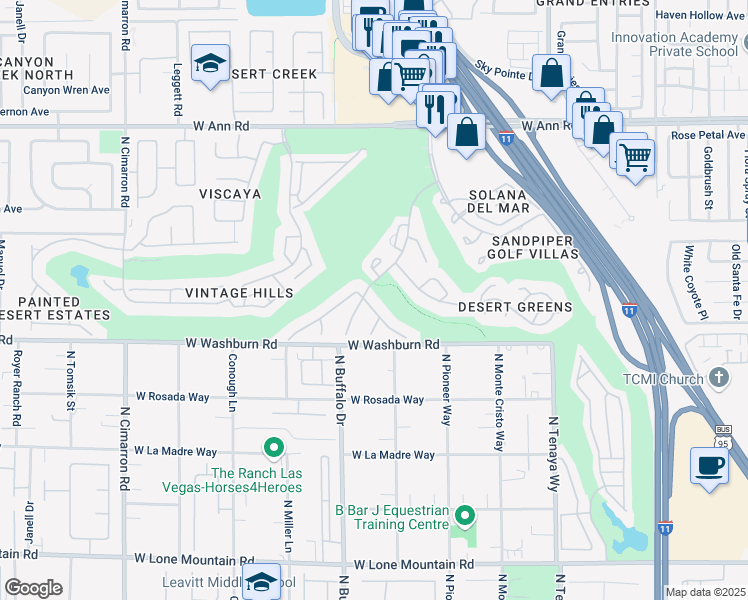 map of restaurants, bars, coffee shops, grocery stores, and more near 7520 Orange Haze Way in Las Vegas