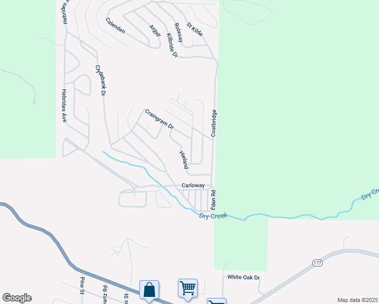 map of restaurants, bars, coffee shops, grocery stores, and more near Hieland in Mountain Home
