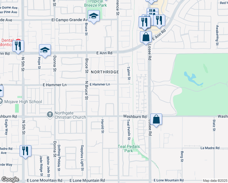 map of restaurants, bars, coffee shops, grocery stores, and more near 1810 Macchia Avenue in North Las Vegas