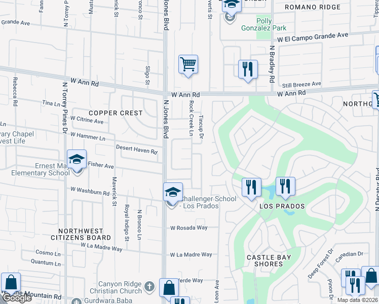 map of restaurants, bars, coffee shops, grocery stores, and more near 5877 Cherry Falls Court in Las Vegas