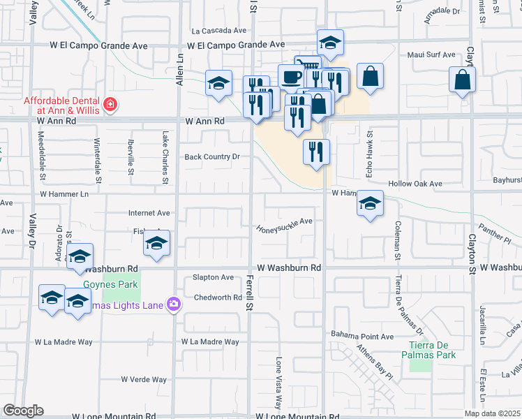 map of restaurants, bars, coffee shops, grocery stores, and more near 5345 Greta Garbo Street in North Las Vegas