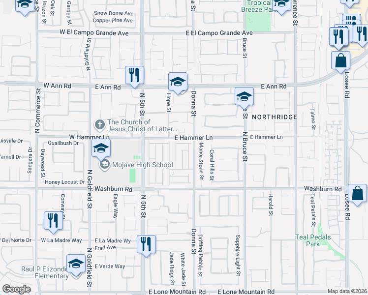 map of restaurants, bars, coffee shops, grocery stores, and more near 5328 North Carlsbad Heights Street in North Las Vegas
