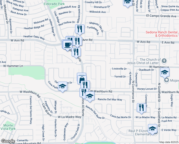 map of restaurants, bars, coffee shops, grocery stores, and more near 5309 Jeremy David Street in North Las Vegas
