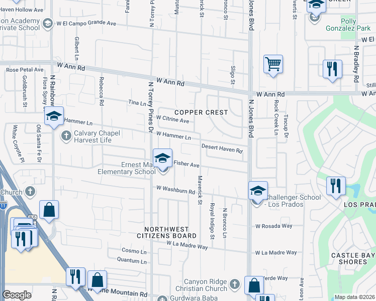 map of restaurants, bars, coffee shops, grocery stores, and more near 6292 Fisher Avenue in Las Vegas